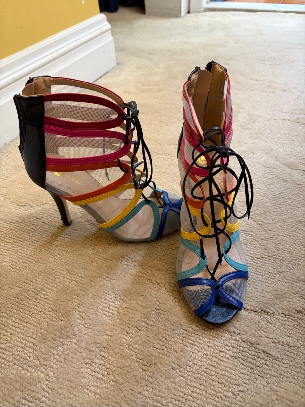 Chase + Chloe Rainbow Strappy Lace-Up High Heels